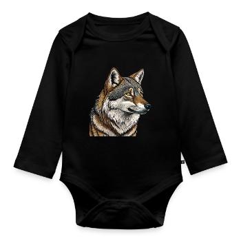WOLF - Organic Longsleeve Baby Bodysuit - black - Front