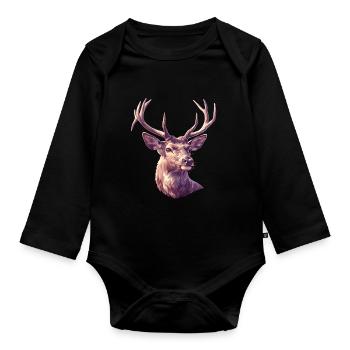 Hirsche Hirsch - Baby Bio-Langarm-Body - Schwarz - Vorne