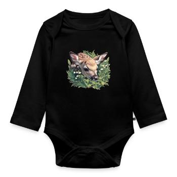 Hirsche Hirsch - Baby Bio-Langarm-Body - Schwarz - Vorne
