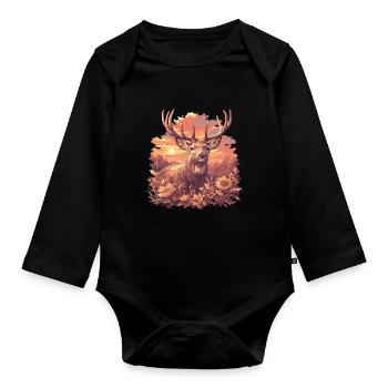 Hirsche Hirsch - Baby Bio-Langarm-Body - Schwarz - Vorne