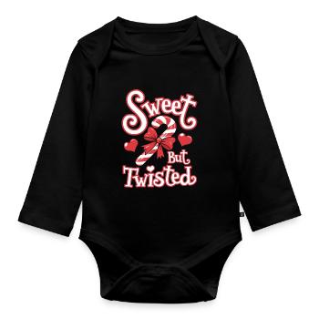Canne de Noël douce mais tordue drôle Noël - Body Bébé bio manches longues - noir - Devant