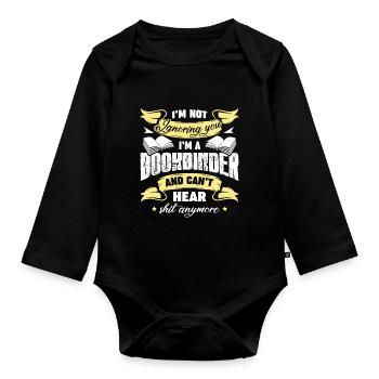 Bookbinder I am A Bookbinder - Organic Longsleeve Baby Bodysuit - black - Front