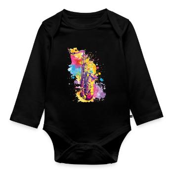 Saxophon - Baby Bio-Langarm-Body - Schwarz - Vorne