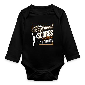 Basketball My Basketball Boyfriend Scores - Organic Longsleeve Baby Bodysuit - black - Front