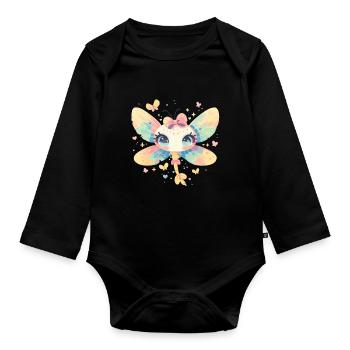 Libellen Libelle - Baby Bio-Langarm-Body - Schwarz - Vorne