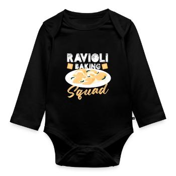 Ravioli Baking Squad Traditional Italian Pasta - Organic Longsleeve Baby Bodysuit - black - Front