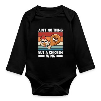 Ain't No Thing But A Chicken Wing - Baby Bio-Langarm-Body - Schwarz - Vorne