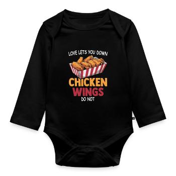 Chicken Wings Liebe Frittiertes Hühnchen Geschenk - Baby Bio-Langarm-Body - Schwarz - Vorne