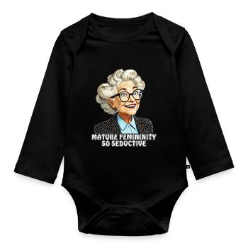 MATURE FEMININITY, SO SEDUCTIVE - Organic Longsleeve Baby Bodysuit - black - Front