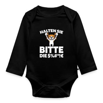 Beagle Halten Sie Bitte Die Fresse - Baby Bio-Langarm-Body - Schwarz - Vorne