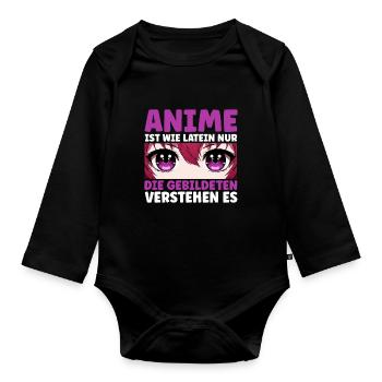 Anime Manga Otaku Japan Kawaii Waifu Anime Cosplay - Organic Longsleeve Baby Bodysuit - black - Front