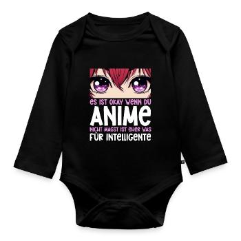Anime Manga Otaku Japan Kawaii Waifu Anime Cosplay - Organic Longsleeve Baby Bodysuit - black - Front