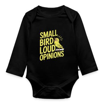 Pet, canary, owner, bird lover and - Organic Longsleeve Baby Bodysuit - black - Front