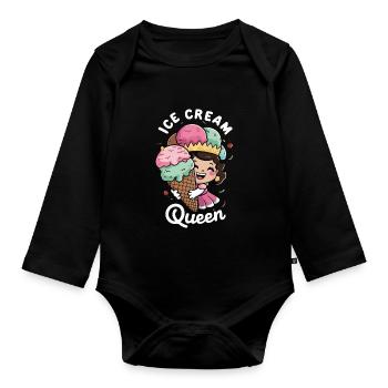Frozen Cream Queen Summer Snacks Lover Girls - Organic Longsleeve Baby Bodysuit - black - Front