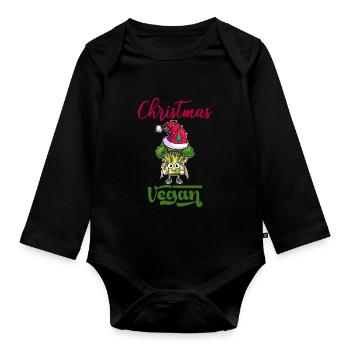 Christmas Weihnachten Vegan - Baby Bio-Langarm-Body - Schwarz - Vorne