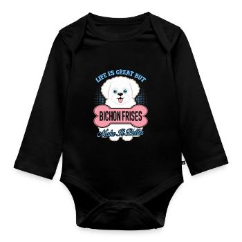Bichon Frises Make Life Better - Organic Longsleeve Baby Bodysuit - black - Front