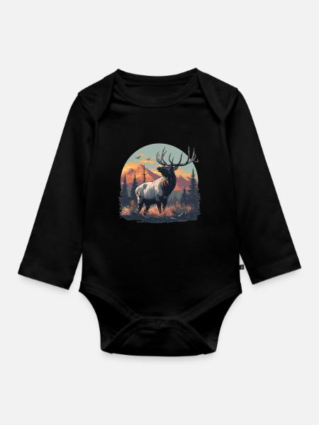Elche Elch - Baby Bio-Langarm-Body - Schwarz