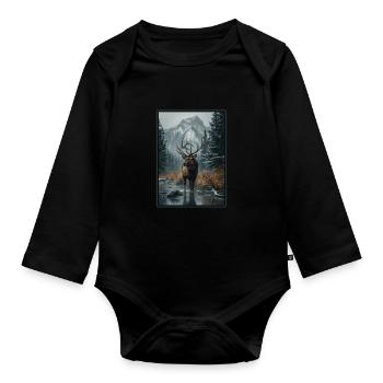 Elche Elch - Baby Bio-Langarm-Body - Schwarz - Vorne