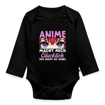 Anime Manga Otaku Japan Waifu Anime Girl Cosplay - Organic Longsleeve Baby Bodysuit - black - Front