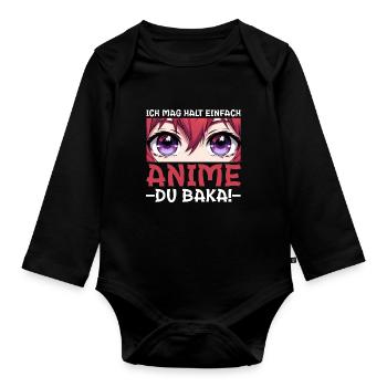 Anime Manga Otaku Japon Waifu Anime Girl Cosplay - Body Bébé bio manches longues - noir - Devant