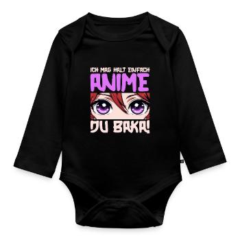 Anime Manga Otaku Japon Waifu Anime Girl Cosplay - Body Bébé bio manches longues - noir - Devant