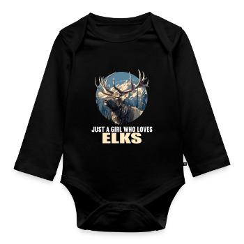 Elche Elch - Baby Bio-Langarm-Body - Schwarz - Vorne