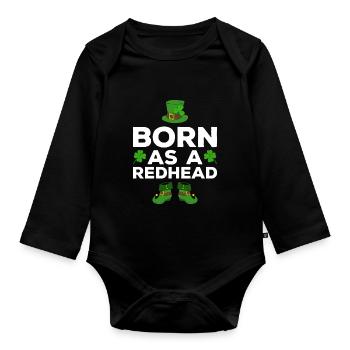 Happy St. Patrick's Day Kleeblätter - Baby Bio-Langarm-Body - Schwarz - Vorne