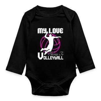 Volleyball My Heart Belongs To Volleyball - Organic Longsleeve Baby Bodysuit - black - Front