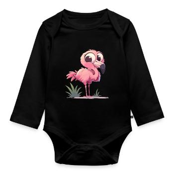 Flamingos Flamingo - Organic Longsleeve Baby Bodysuit - black - Front