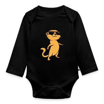 meerkat - Organic Longsleeve Baby Bodysuit - black - Front