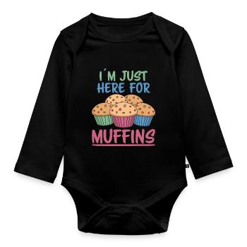 Muffin Disant Muffins Drôle Muffins Cadeau - Body Bébé bio manches longues - noir - Devant