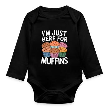 Muffin Disant Muffins Drôle Muffins Cadeau - Body Bébé bio manches longues - noir - Devant