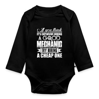 Mechanic Good Mechanic - Organic Longsleeve Baby Bodysuit - black - Front