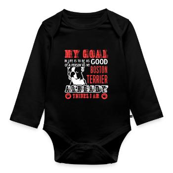 Try To Be A Good Boston Terrier - Organic Longsleeve Baby Bodysuit - black - Front