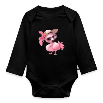 Flamingos Flamingo - Organic Longsleeve Baby Bodysuit - black - Front