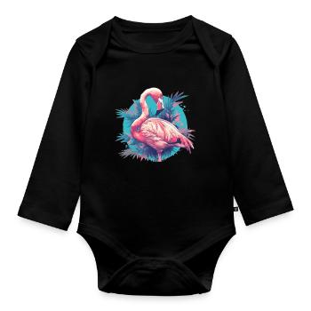 Flamingos Flamingo - Organic Longsleeve Baby Bodysuit - black - Front