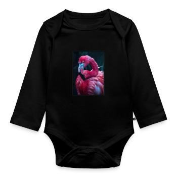 Flamingos Flamingo - Organic Longsleeve Baby Bodysuit - black - Front