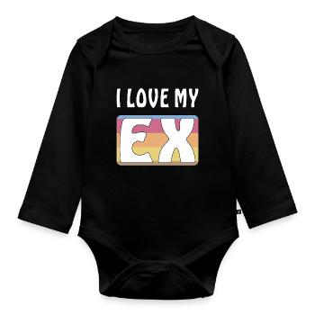 I LOVE MY EX - Baby Bio-Langarm-Body - Schwarz - Vorne