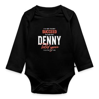 Denny Name Personalized Denny - Organic Longsleeve Baby Bodysuit - black - Front