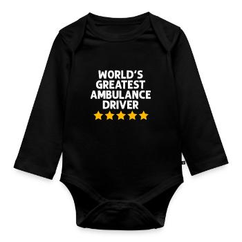 Funny Ambulance Driver EMS Paramedic Emergency - Organic Longsleeve Baby Bodysuit - black - Front