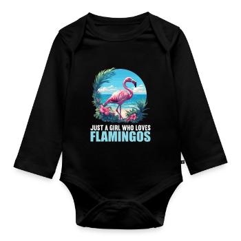 Flamingos Flamingo - Organic Longsleeve Baby Bodysuit - black - Front