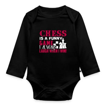 Chess Is A Funny Game - Organic Longsleeve Baby Bodysuit - black - Front