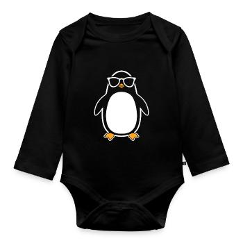 Pingouin - Body Bébé bio manches longues - noir - Devant