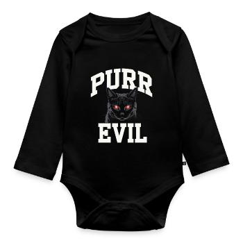 Cat Lover, Dark Humor, Naughty, - Organic Longsleeve Baby Bodysuit - black - Front