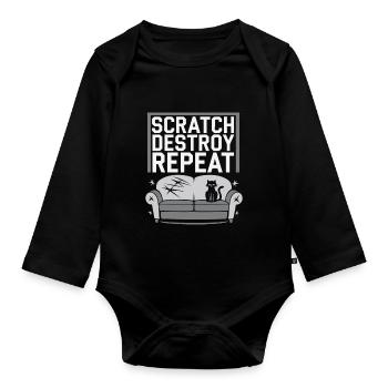 Cat Lover, Dark Humor, Naughty, - Organic Longsleeve Baby Bodysuit - black - Front