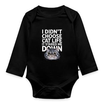 Cat Lover, Dark Humor, Naughty, - Organic Longsleeve Baby Bodysuit - black - Front