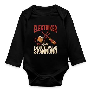 Electronics Technician Electrics Profession Volt Electrical Engineering - Organic Longsleeve Baby Bodysuit - black - Front