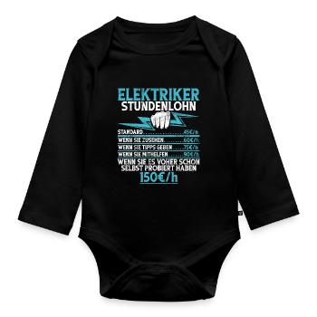 Electronics Technician Electrics Profession Volt Electrical Engineering - Organic Longsleeve Baby Bodysuit - black - Front