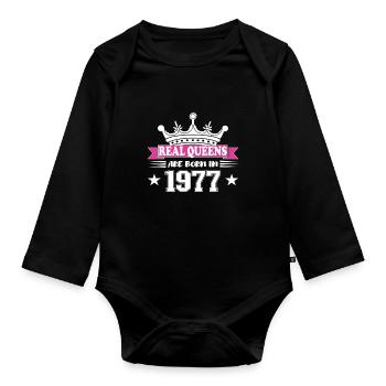 47 ans anniversaire 1977 cadeau d’anniversaire - Body Bébé bio manches longues - noir - Devant