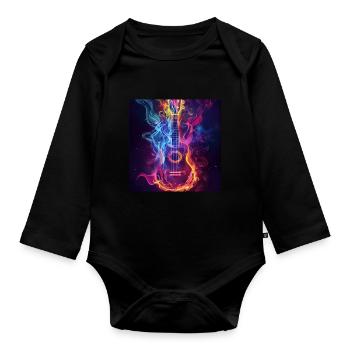 Ukulele - Organic Longsleeve Baby Bodysuit - black - Front